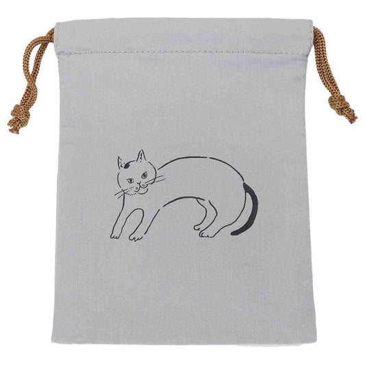 巾着S yukino 巾着袋 ねこ ディバージョン GRAY