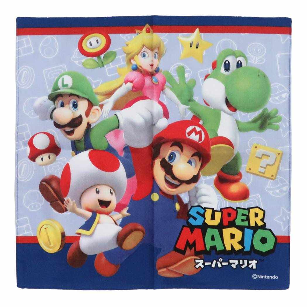 スーパーマリオ キャラクター ハンカチ コットン ハンカチーフ 集合 グッズ プレゼント 男の子 女の子 ギフト