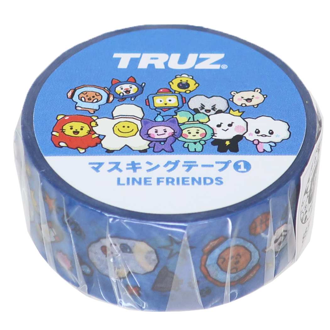 TRUZ マスキングテープ 17mmマステ ブルー LINE FRIENDS エンスカイ プレゼント 男の子 女の子 ギフト