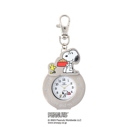 スヌーピー NEWダイカットKC キーホルダー時計 GY ピーナッツ キャラクター