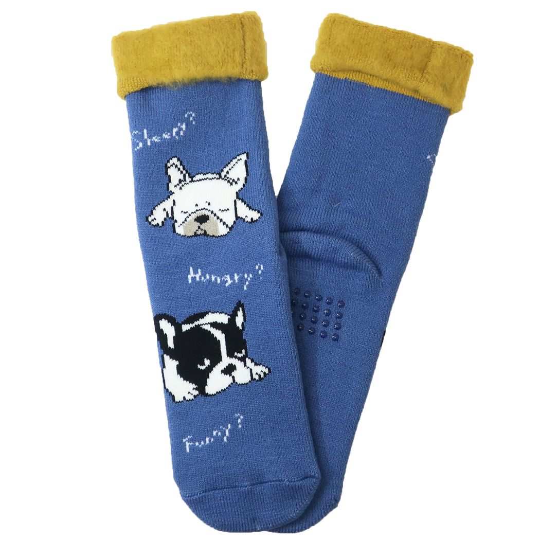 裏起毛ルームソックス スロウブルトンズ 女性用防寒靴下 いぬ フレンズヒル ブルー プレゼント 男の子 女の子 ギフト
