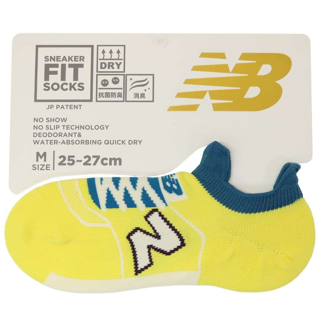 ニューバランス メンズスニーカーソックス M 男性用靴下 イエロー new balance シン NB エヌビー