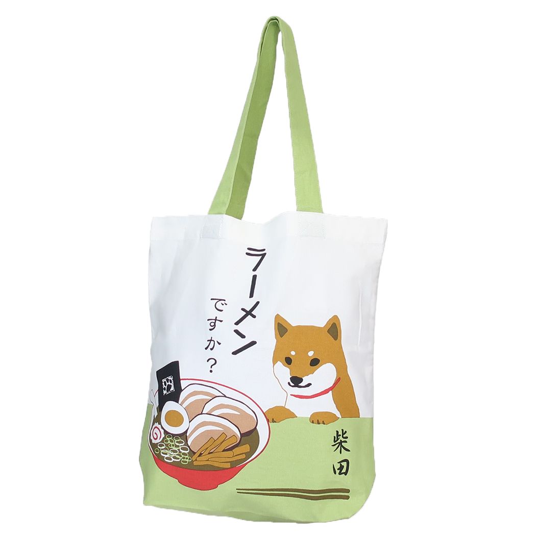 トートバッグ A4トート ラーメンですか ライトグリーン いぬ フレンズヒル