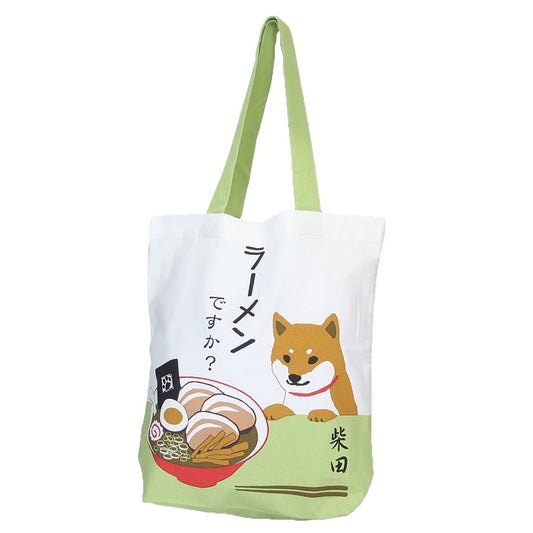 トートバッグ A4トート ラーメンですか ライトグリーン いぬ フレンズヒル