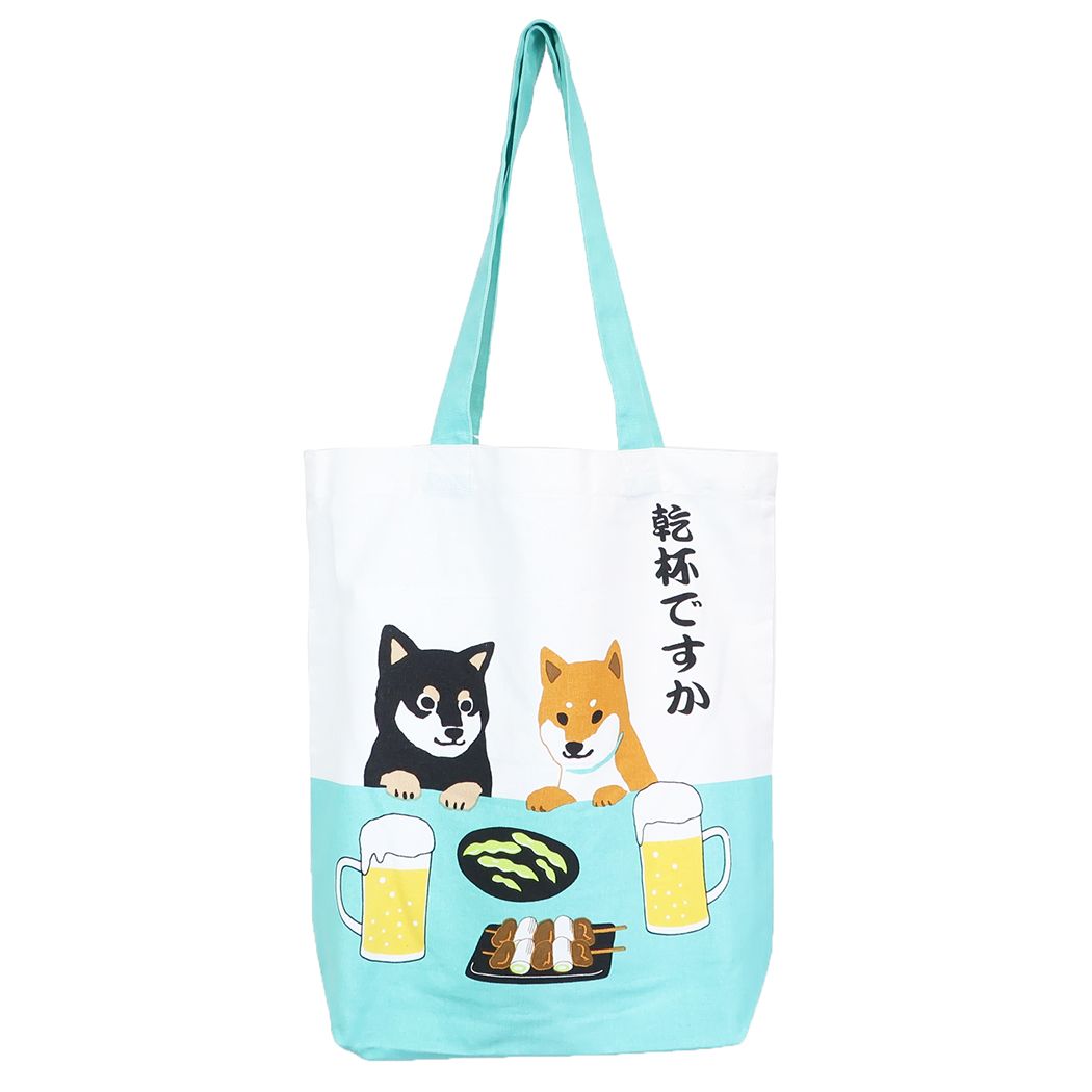 トートバッグ A4トート かんぱいですか グリーン いぬ フレンズヒル