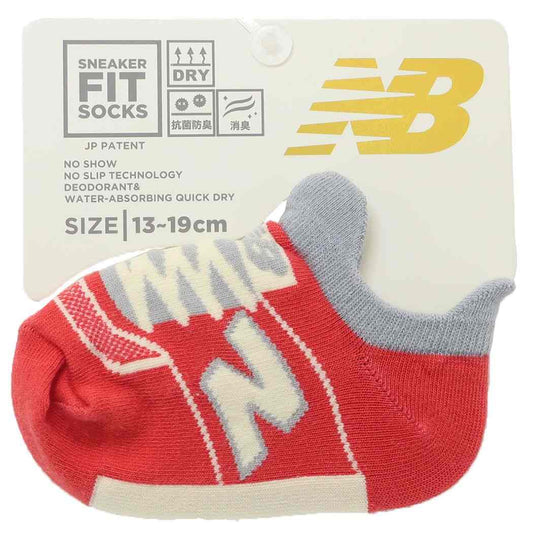 ニューバランス スポーツブランド 子供用靴下 キッズソックス スニーカーソックス レッド new balance シン NB エヌビー