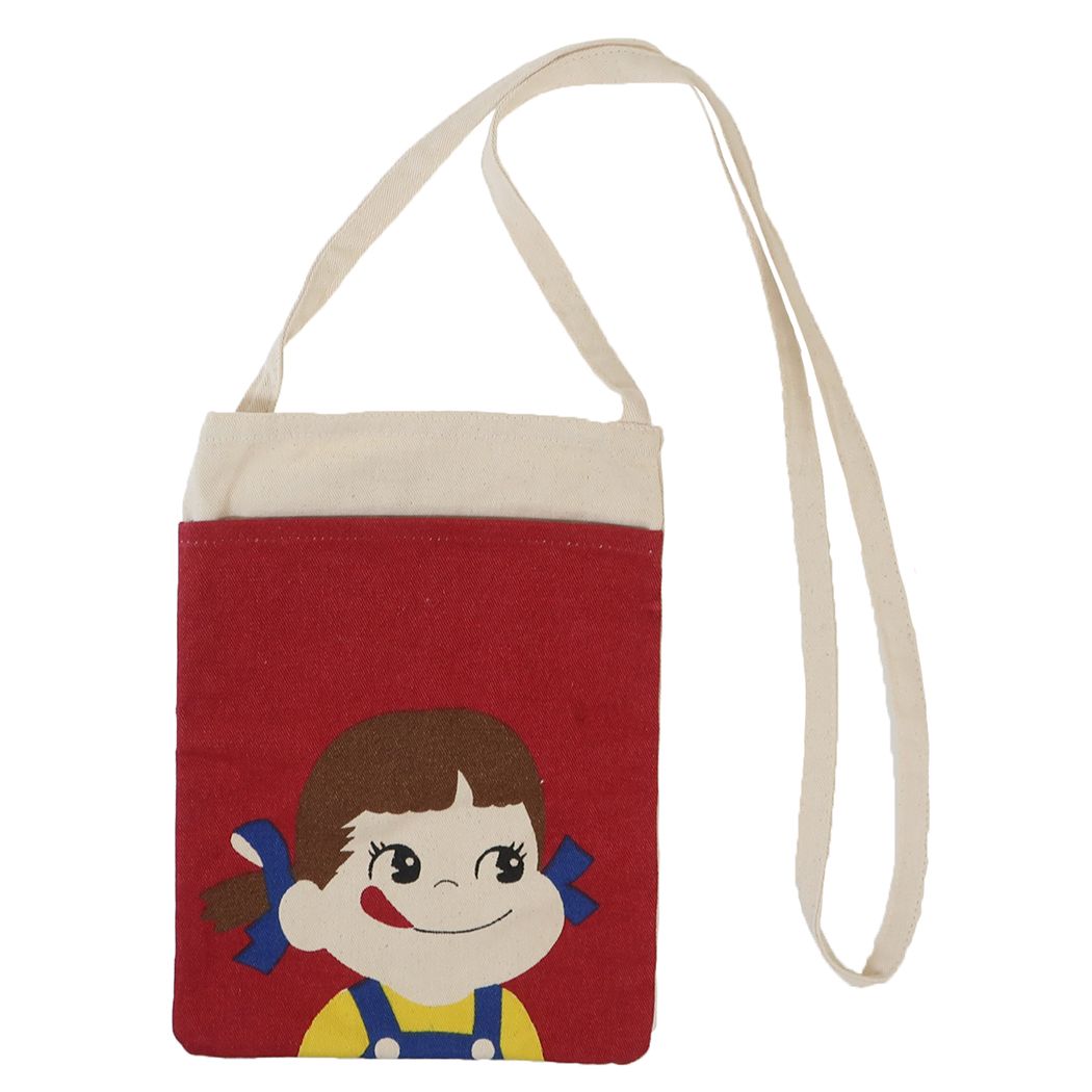 不二家のペコちゃん ミニショルダーバッグ サコッシュ キャラクター レッド ペコチャン