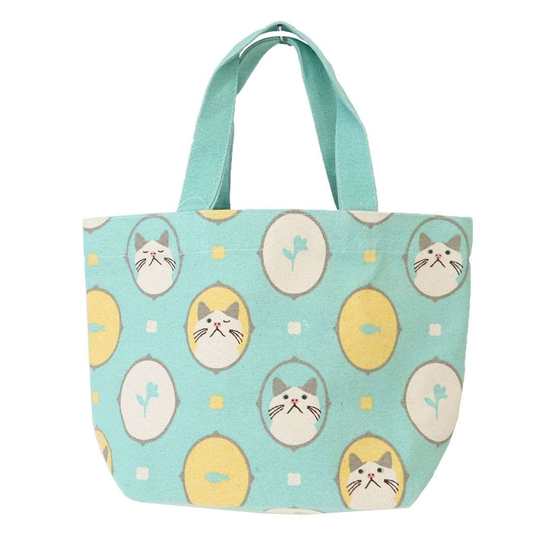 ランチバッグ カメオターチャン ミニトート ねこ ミント
