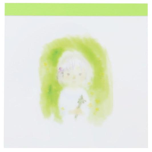 メモ帳 いわさきちひろ メモパッド スクエア Green Green Flash