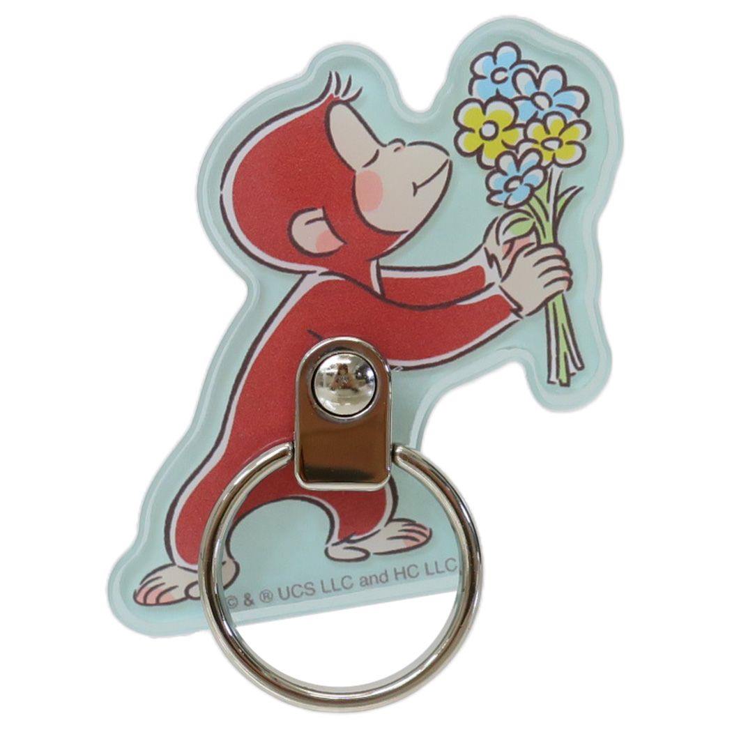 おさるのジョージ 絵本キャラクター スマホアクセ マルチリング お花