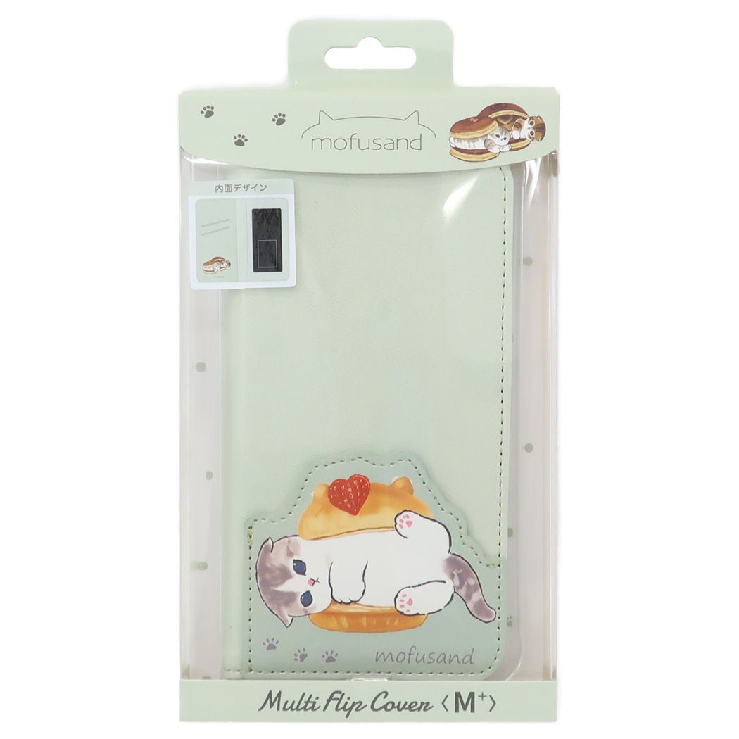 モフサンド キャラクター 汎用手帳型スマホケース マルチフリップカバー M＋ スイーツにゃん mofusand