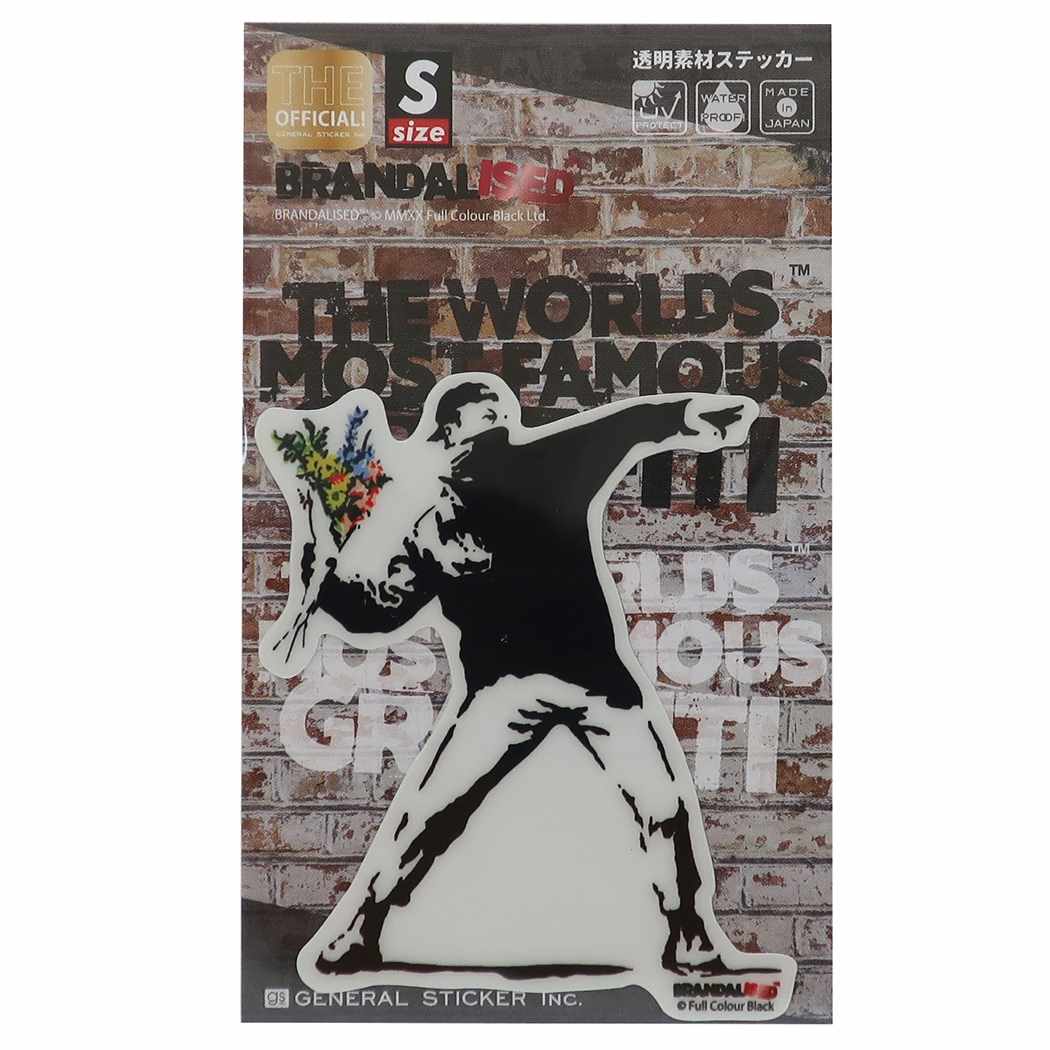 バンクシー ダイカット クリア ステッカー ビッグ シール Flower Bomber Banksy ゼネラルステッカー 耐水耐光仕様 プレ