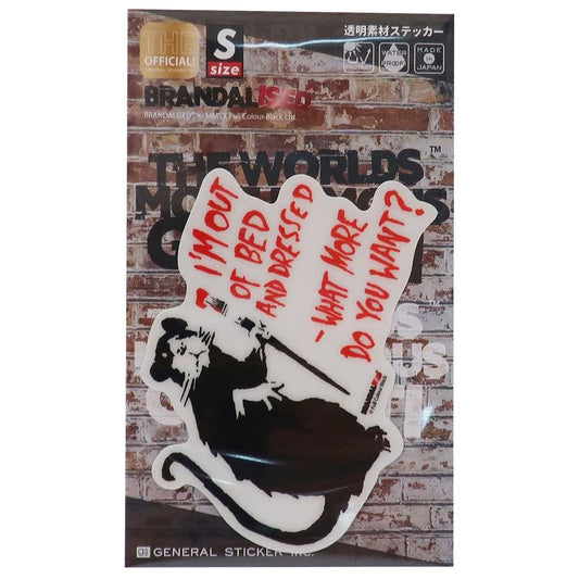 バンクシー ダイカット クリア ステッカー ビッグ シール Out of Bed Rat Banksy ゼネラルステッカー 耐水耐光仕様 プ