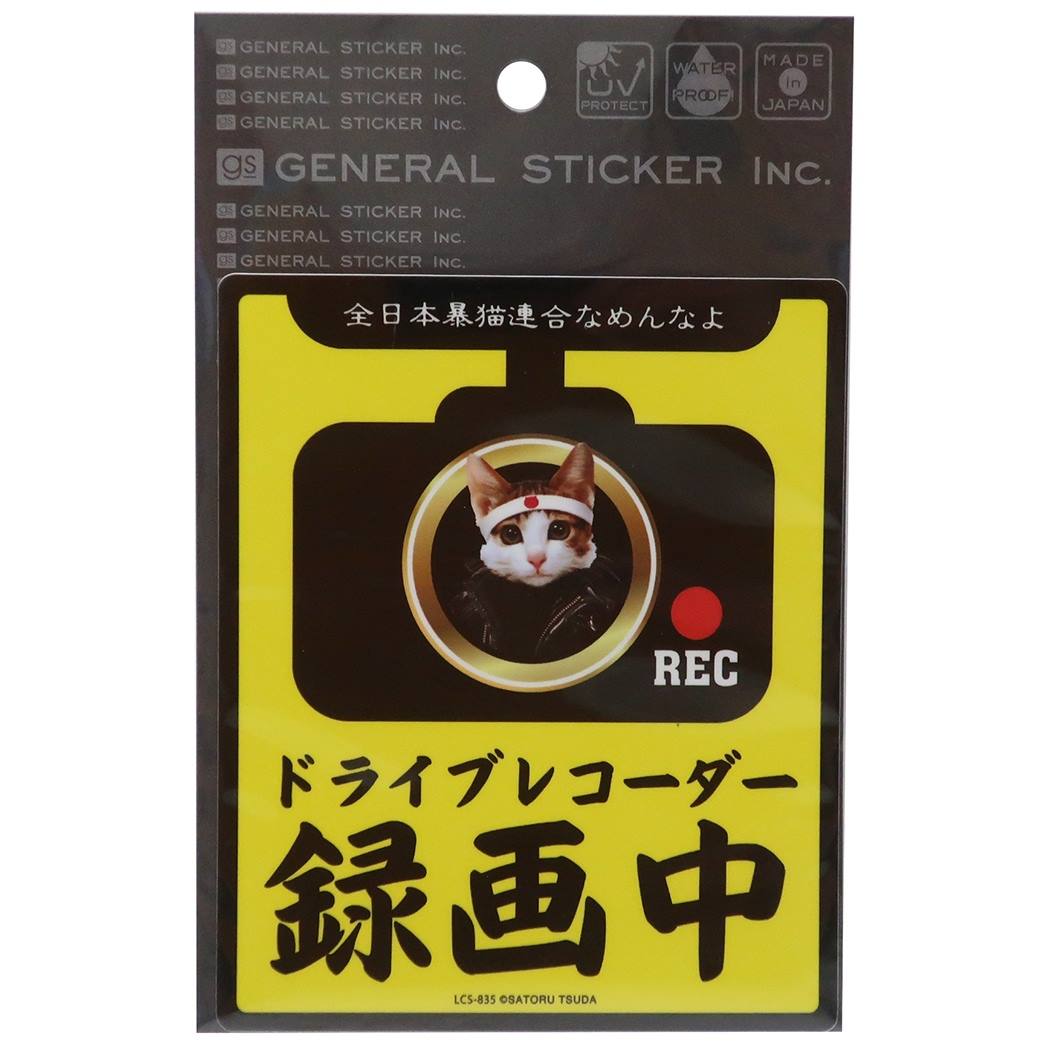 ドライブレコーダー ステッカー なめんなよ カーステッカー 黄色 なめ猫 ゼネラルステッカー 耐水耐光仕様 プレゼント 男の子 女の子