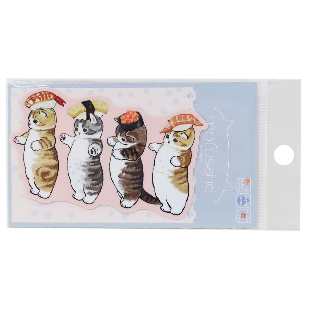 ビッグシール ねこ ダイカット 耐水 ステッカー mofusand モフサンド お寿司 かわいい キャラクター プレゼント 男の子 女
