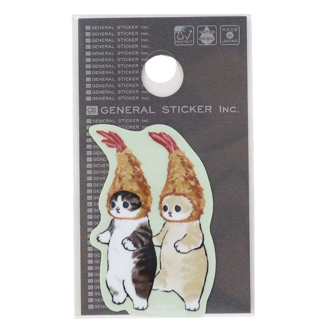 ねこ キャラクター 防水シール ダイカット耐水ミニステッカー エビ天 mofusand モフサンド グッズ プレゼント 男の子 女の子