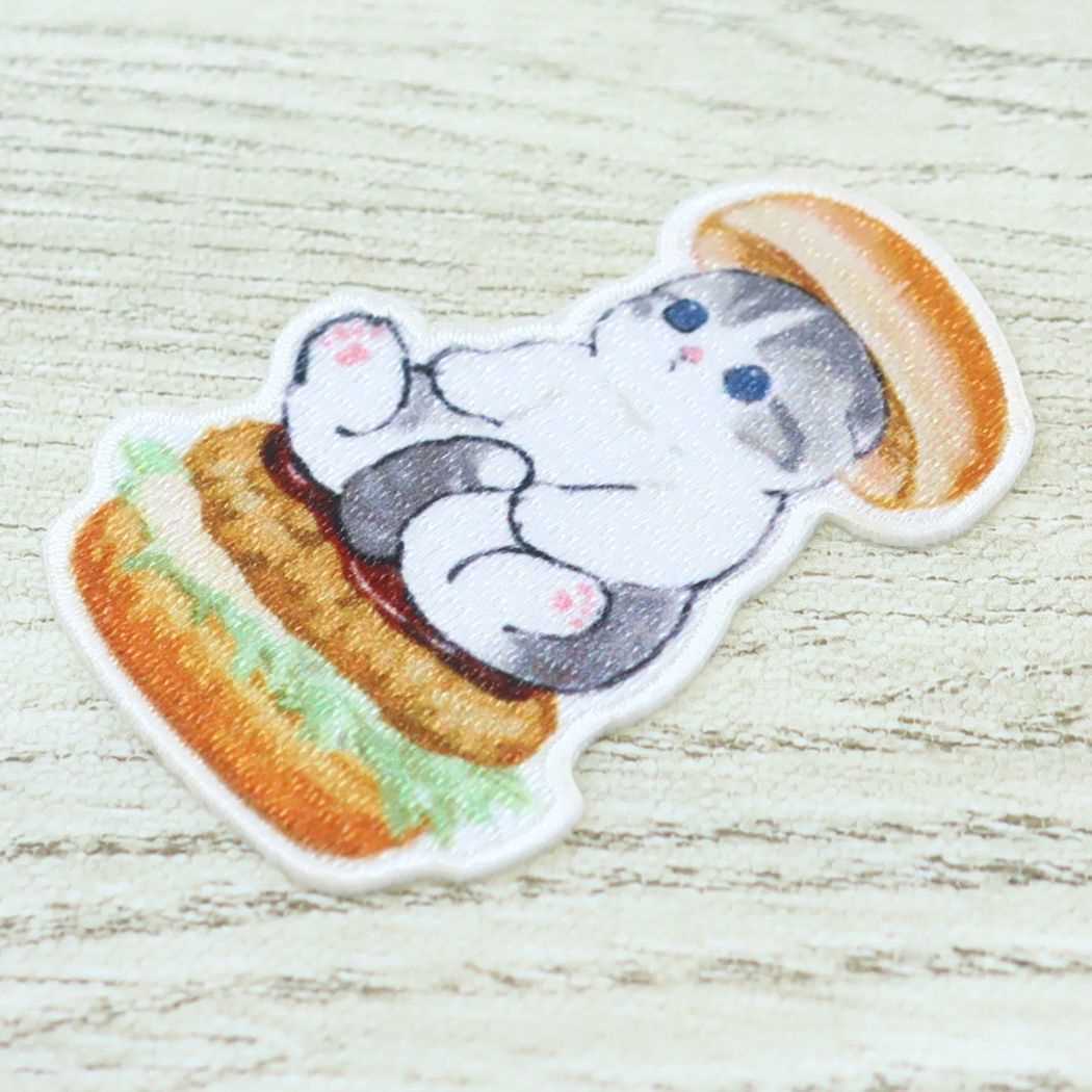 モフサンド 刺繍ワッペンシール ワッペン にゃんこバーガー mofusand