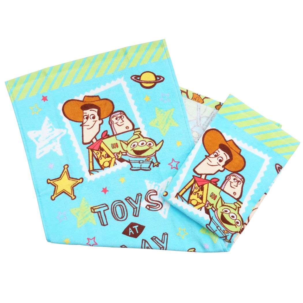 トイストーリー ディズニー キャラクター フェイスタオル プリント ロングタオル 2枚セット ビリーブ 林タオル プレゼント 男の子