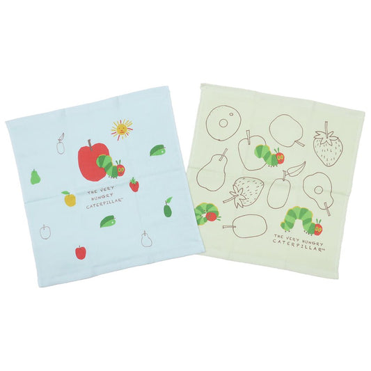 はらぺこあおむし 絵本キャラクター ハンドタオル 片面ガーゼプリントウォッシュタオル 2枚セット フルーツビヨリ エリックカール