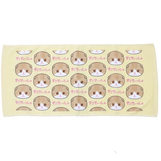 プリントロングタオル にゃんにゃんにゃーるど フェイスタオル ねこ 犬飼タオル すこてぃっしゅ