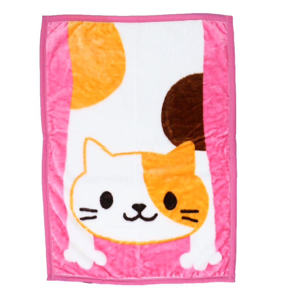 ひざ掛け毛布 WAKUWAKU ANIMAL マイヤーブランケット 猫 のびねこ みけこ