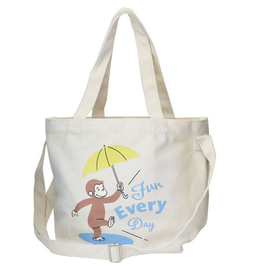 おさるのジョージ 絵本キャラクター トートバッグ 中仕切りショルダーバッグ 傘