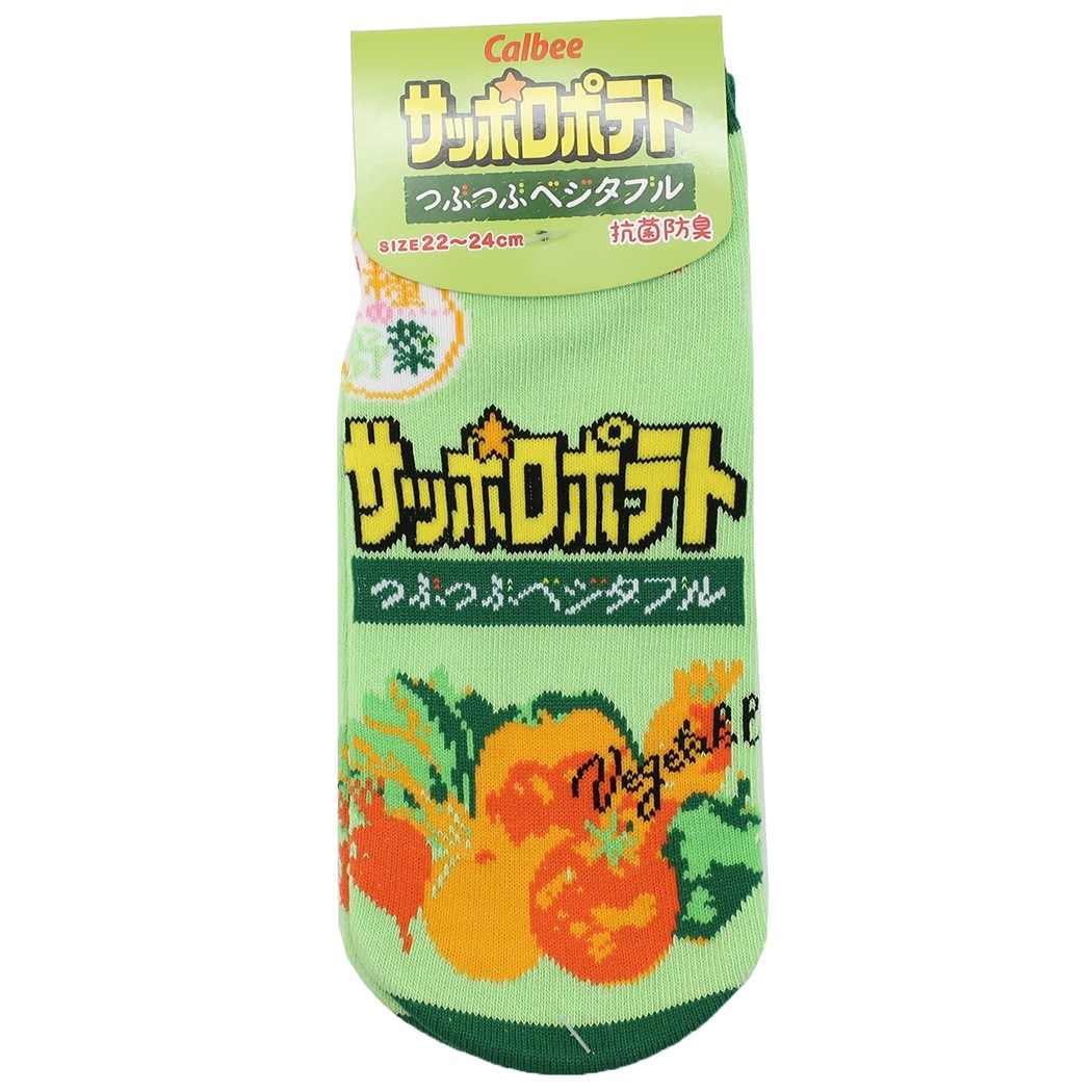 女性用 靴下 おかし キャラクター サッポロポテト レディースソックス つぶつぶベジタブル ジェイズプランニング プレゼント 男の子