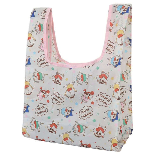 クレヨンしんちゃん グッズ エコバッグ アニメキャラクター ポケット付きプチエコバッグ グレー