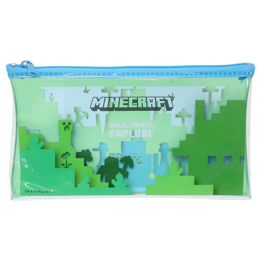 マインクラフト ビニールフラットポーチ クリアポーチ ブルー Minecraft