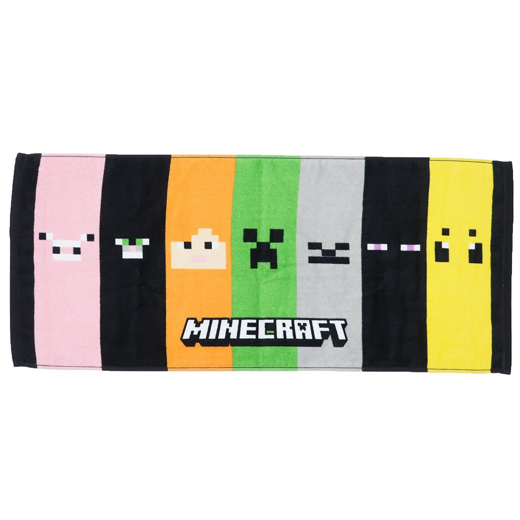 マインクラフト グッズ フェイスタオル ゲームキャラクター プリントロングタオルM 集合 ストライプ プレゼント 男の子 女の子 ギフト