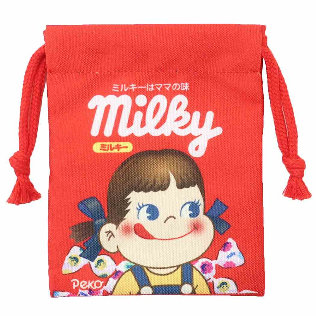 不二家のペコちゃん お菓子パッケージ キャラクター 巾着袋 ミニ巾着 MILKY