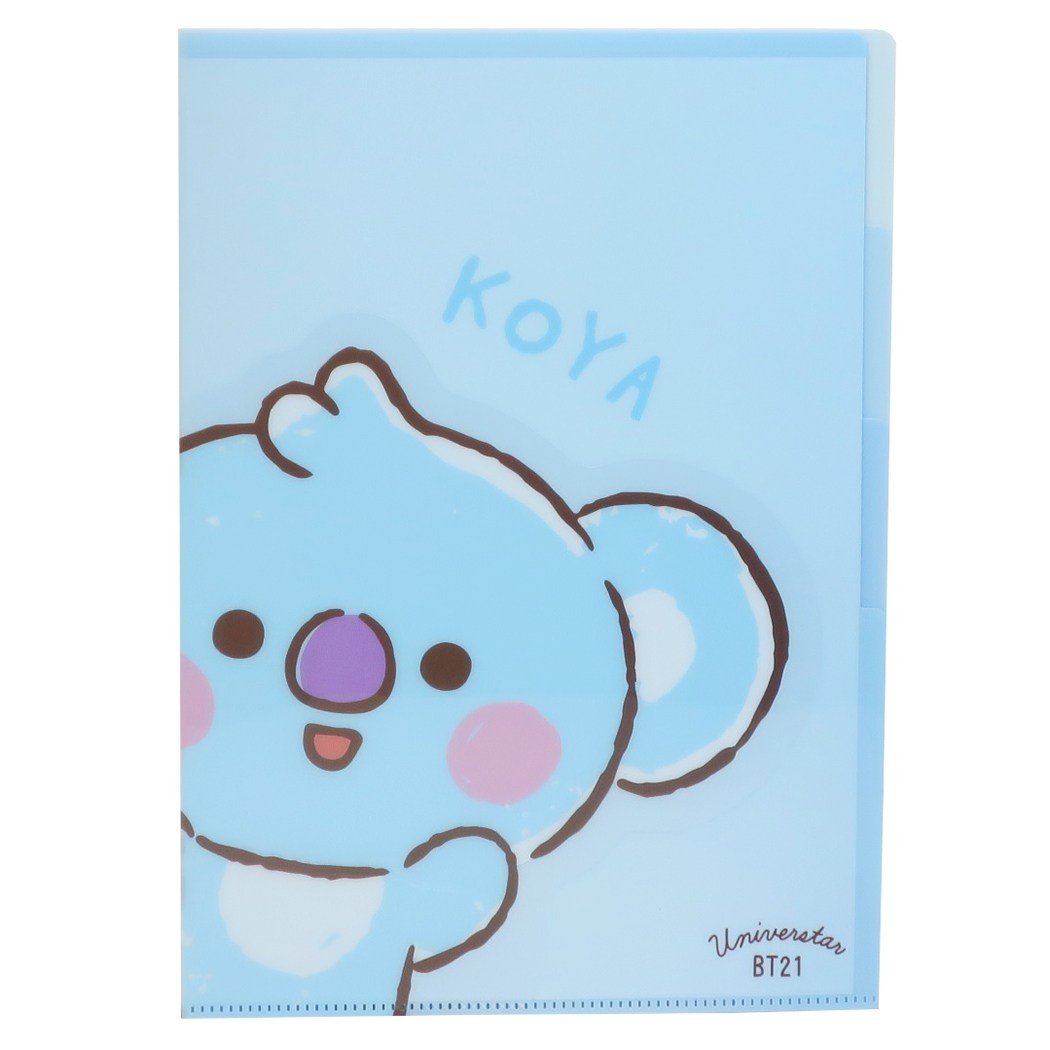 ダイカット 3インデックス A4クリアファイル BT21 ポケットファイル LINE FRIENDS KOYA 新学期準備文具 小学生 中学生 高校生