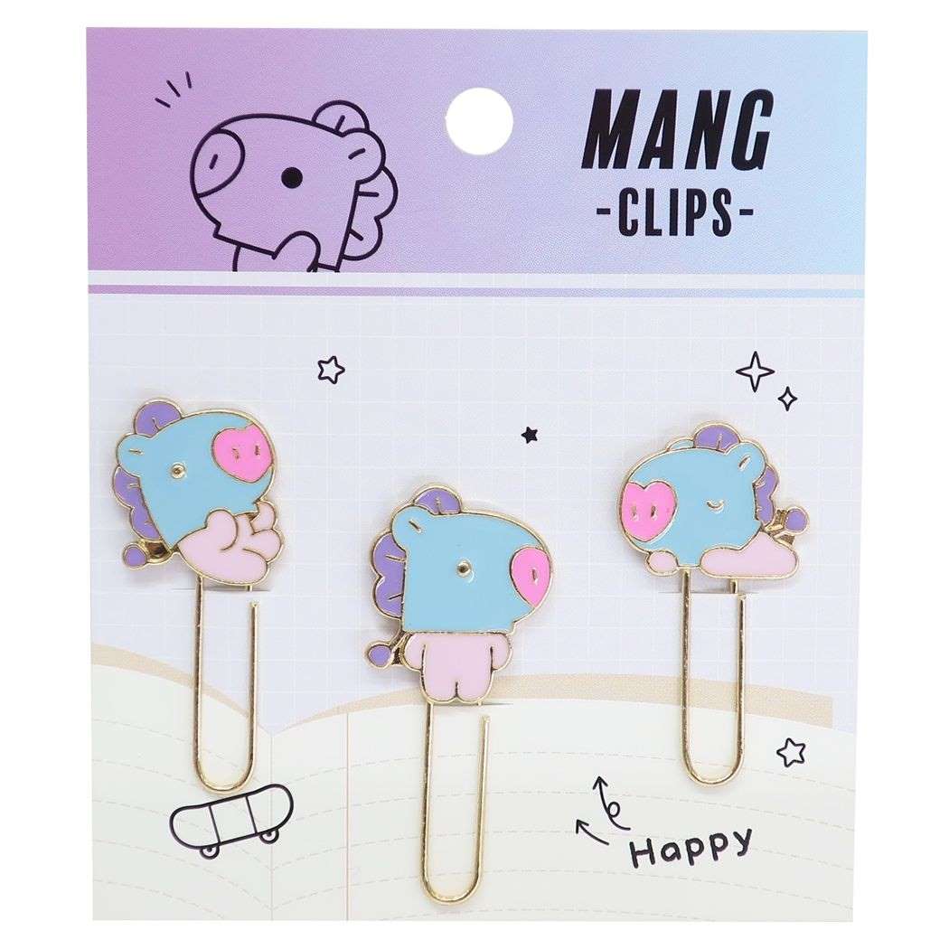 BT21 LINE FRIENDS キャラクター メタルクリップ マスコット付き クリップセット MANG プレゼント 男の子 女の子