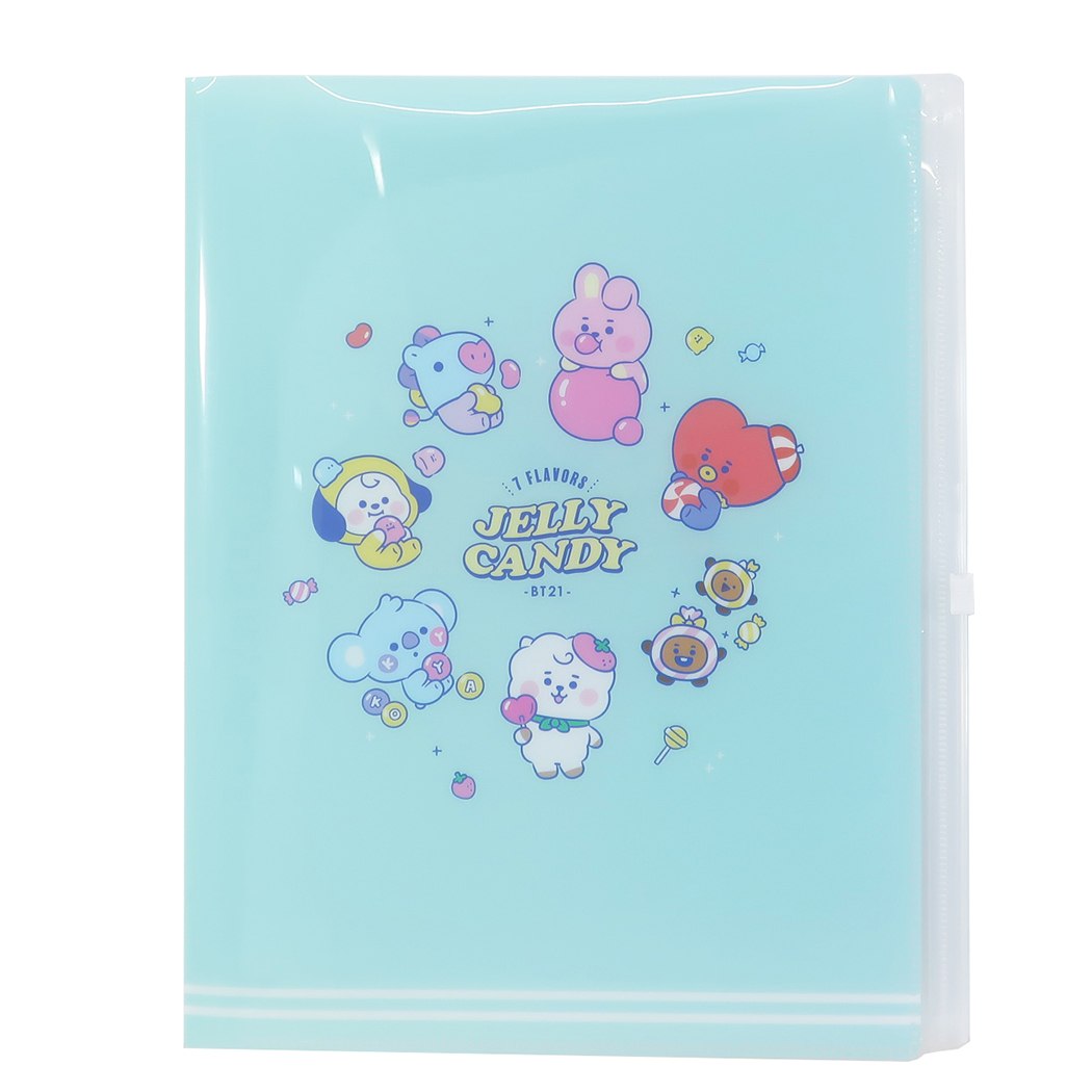 BT21 ポケットファイル ジップファスナー付 6ポケット A4 クリアファイル JELLY CANDY LINE FRIENDS カミオジャパンクリ
