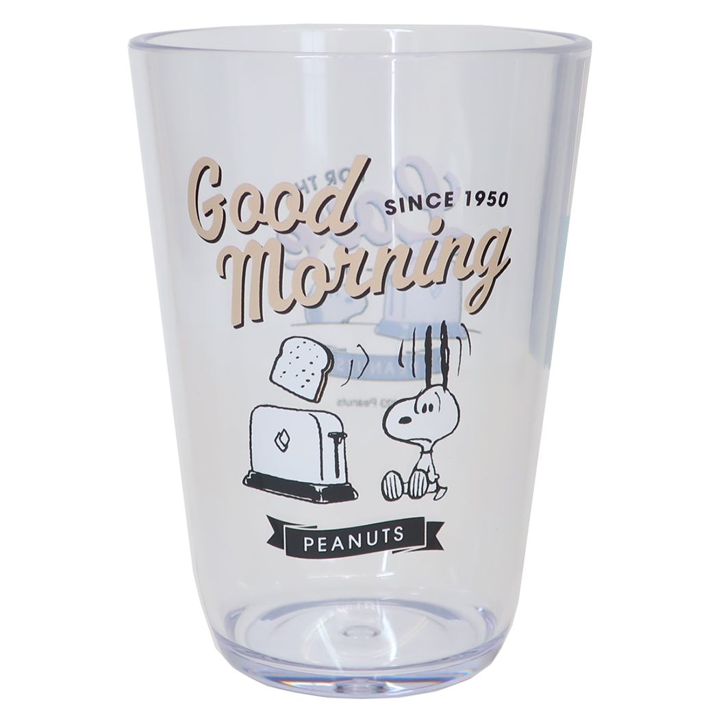 スヌーピー クリアタンブラー450ml 透明プラコップ GOOD MORNING ピーナッツ