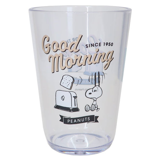 スヌーピー クリアタンブラー450ml 透明プラコップ GOOD MORNING ピーナッツ
