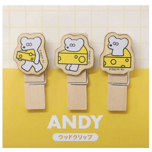 ねずみのANDY ウッドクリップ3個セット クリップ チーズ アンディ