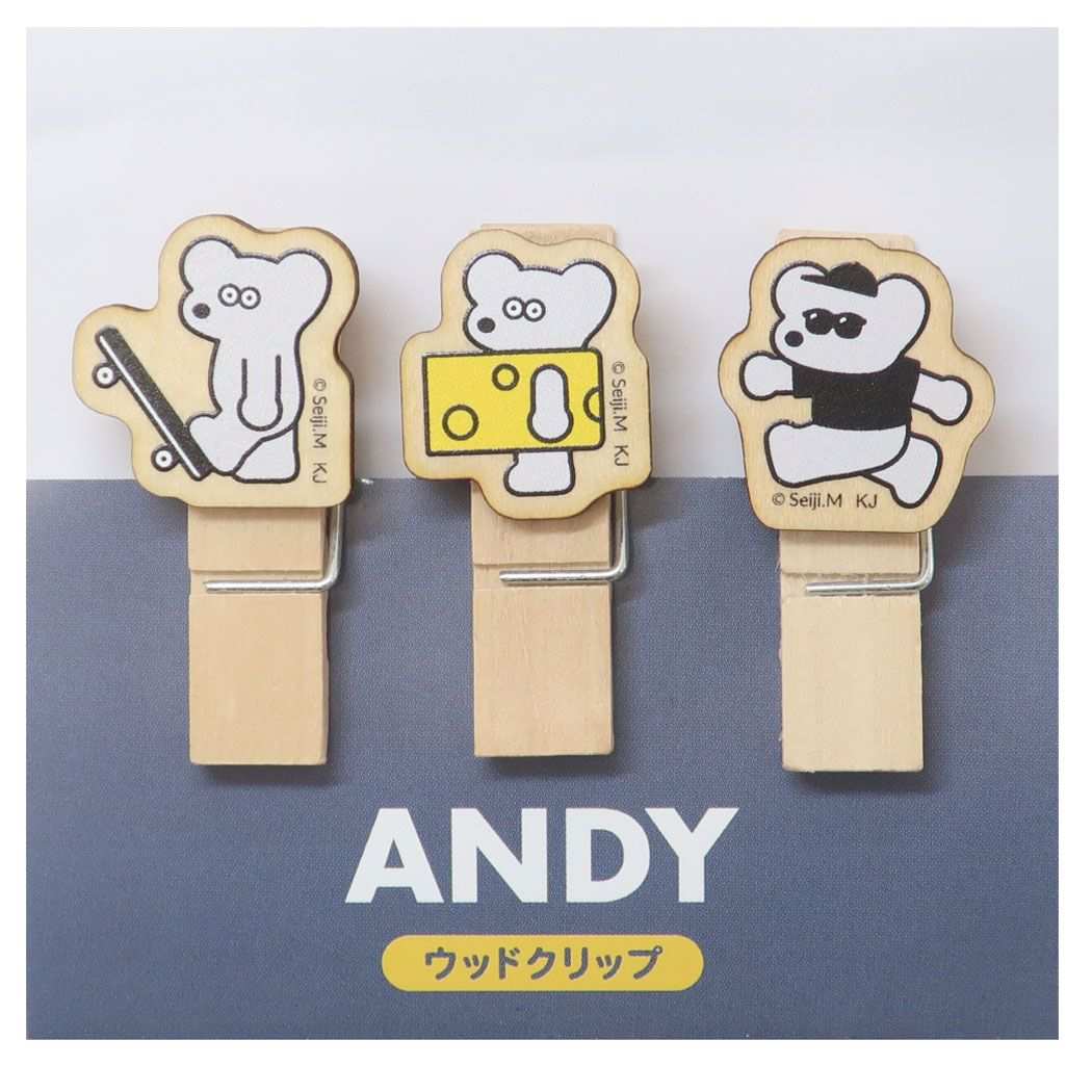 ねずみのANDY グッズ クリップ アンディ キャラクター ウッドクリップ3個セット