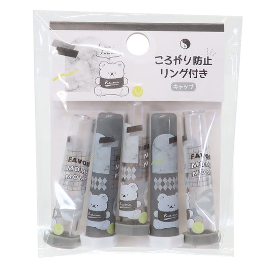 鉛筆キャップ 転がり防止リング付きえんぴつカバー5本セット FAVORITE MOMENT 新入学