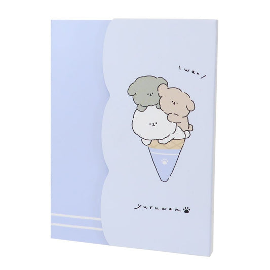 メモ帳 YURUWAN ダイカットカバー付きメモ アイス