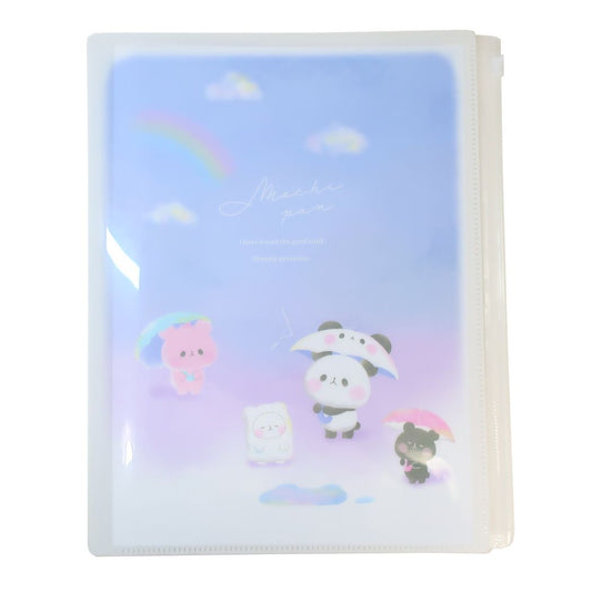 もちもちぱんだ かわいい ポケットファイル ファスナー付き6ポケットクリアファイル A4 雨の日