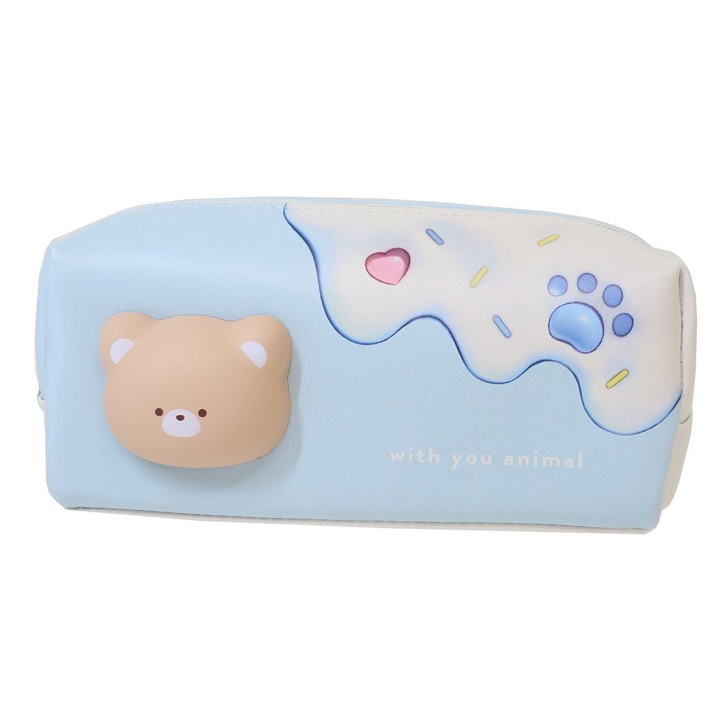 ペンポーチ WITH YOU ANIMAL BOXペンケース PUKUTTO クリームくま 新学期準備文具 筆箱