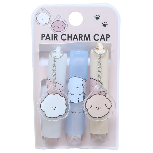 ペアチャームキャップ えんぴつカバー3本セット YURUWAN 鉛筆キャップ カミオジャパン