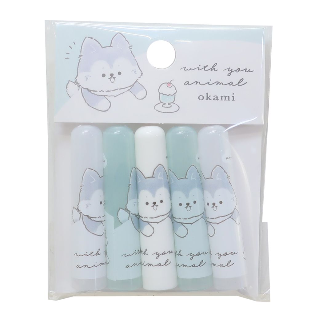 鉛筆キャップ WITH YOU ANIMAL えんぴつカバー5本セット オオカミ 新学期準備文具