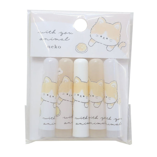 鉛筆キャップ WITH YOU ANIMAL えんぴつカバー5本セット ネコ 新学期準備文具