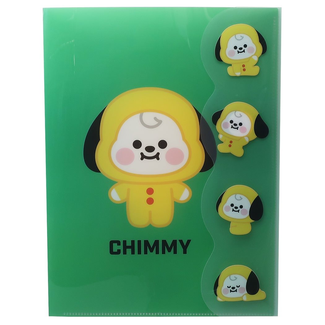 BT21 ダイカットカバー付き 2ポケット A4 クリアファイル キャラクター グッズ ポケットファイル CHIMMY LINEフレンズ プ