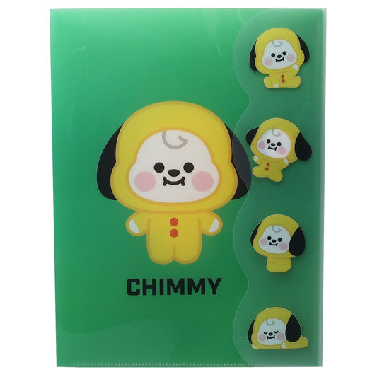 BT21 ダイカットカバー付き 2ポケット A4 クリアファイル キャラクター グッズ ポケットファイル CHIMMY LINEフレンズ プ