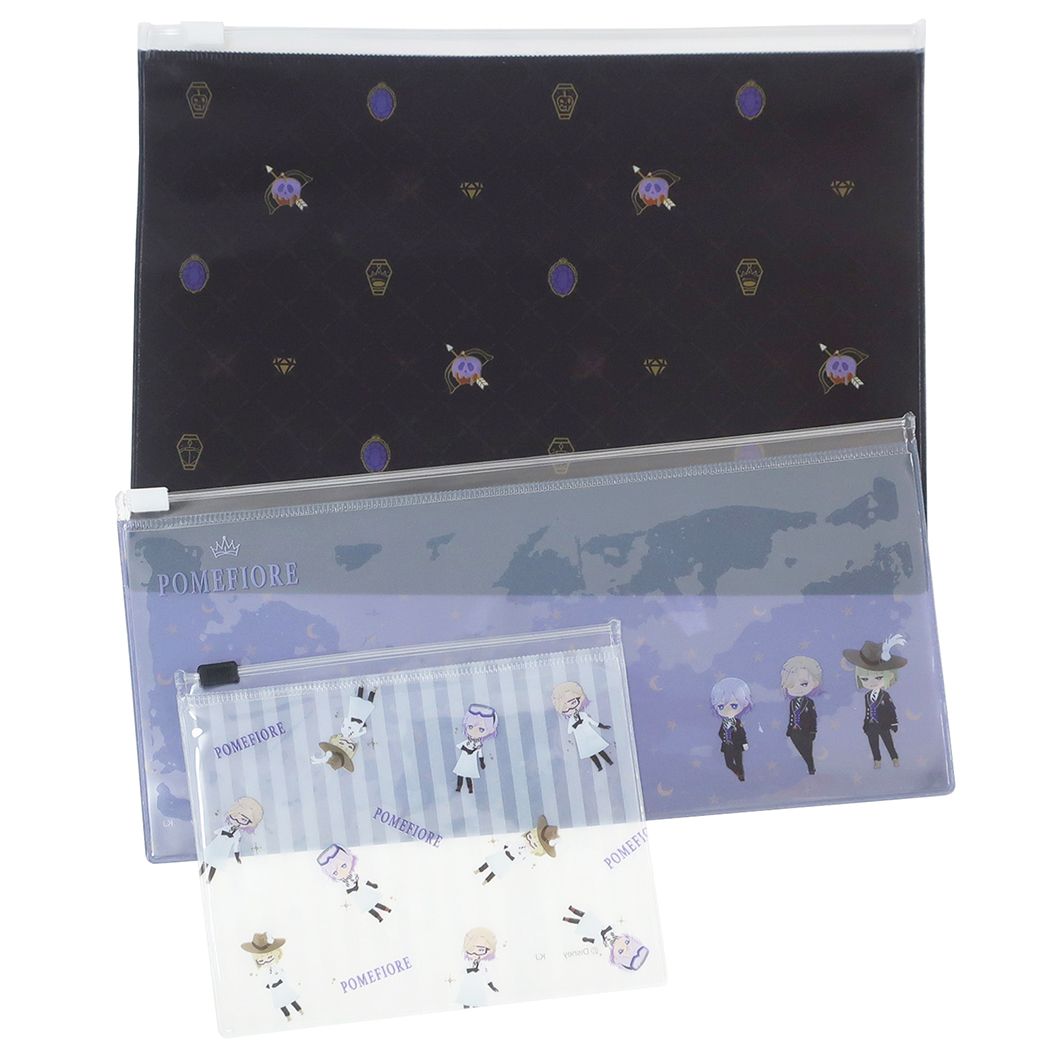 ツイステ グッズ ビニールポーチ スライダージッパーケース 大 中 小 3枚セット ポムフィオーレ寮 ツイステッドワンダーランド カミオジャパンセー