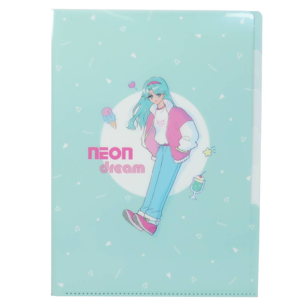 ポケットファイル ガールズステショ 5インデックス A4 クリアファイル 夜フカシ NEON DREAM プレゼント 男の子