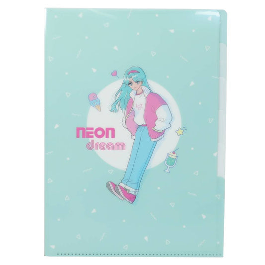 ポケットファイル ガールズステショ 5インデックス A4 クリアファイル 夜フカシ NEON DREAM プレゼント 男の子
